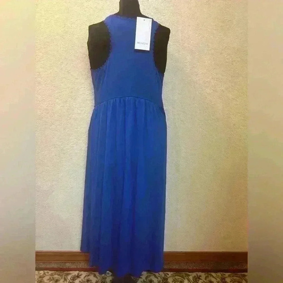 NWT Mieazom‎ Women’s Scalloped Trim Royal Blue Sleeveless Side Slit Maxi Dress L - Picture 5 of 13